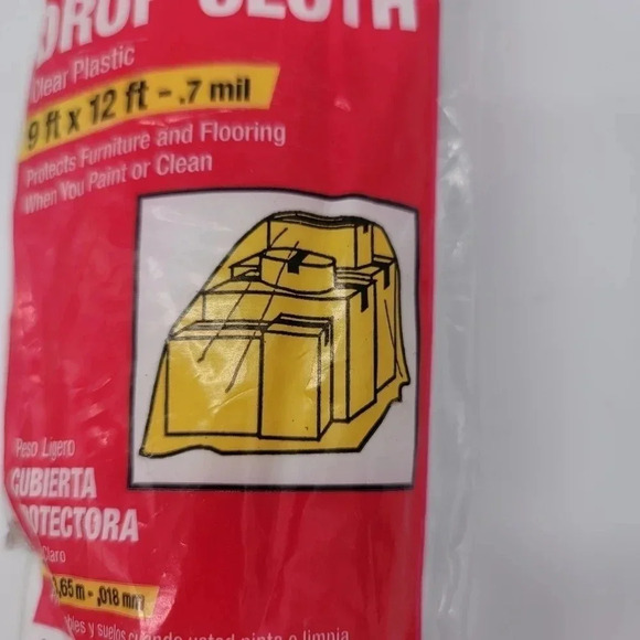 New Frost King Light Weight Drop Cloth Warp Clear Plastic 9ft x 12ft -.7 mil - Picture 4 of 7